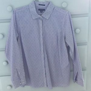 Lands End 18w Ladies Blue Dot No-Iron Dress Shirt